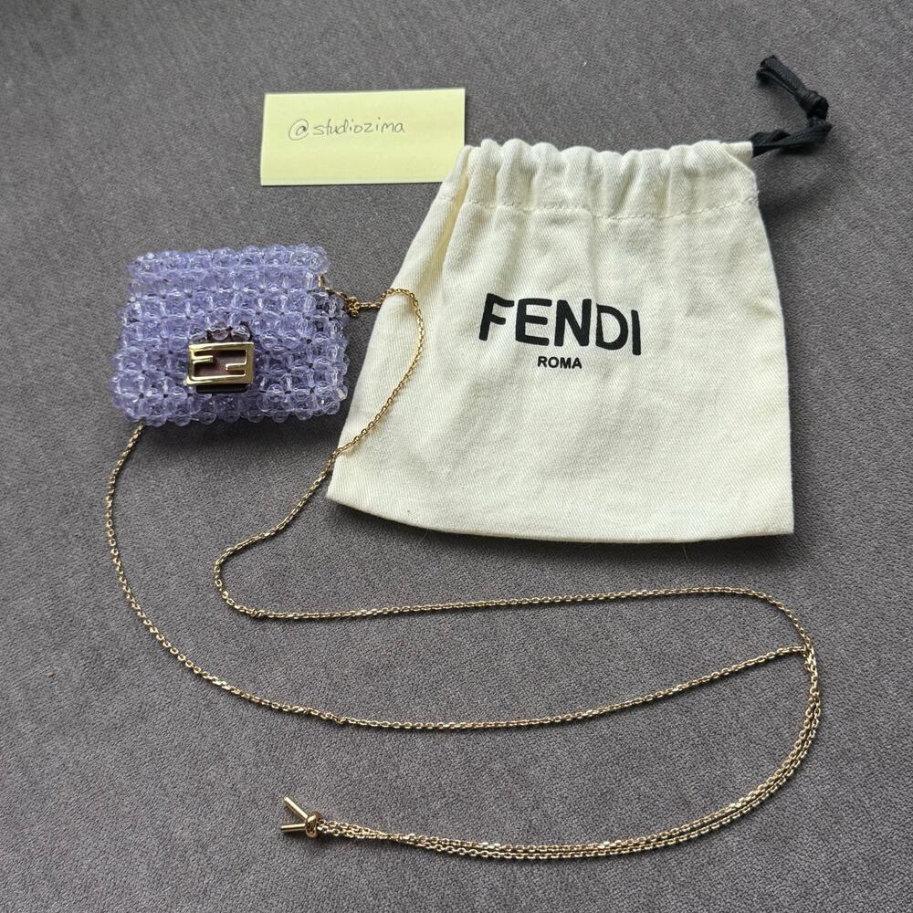 Fendi Baguette Micro Bag in Pico Purple Mini Beaded Charm